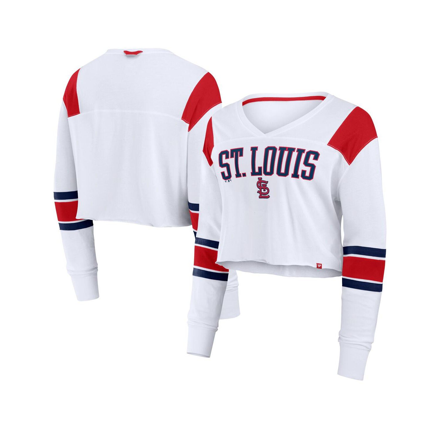 Women's White St. Louis Cardinals Stretch Cropped Fashion Long Sleeve T-Shirt