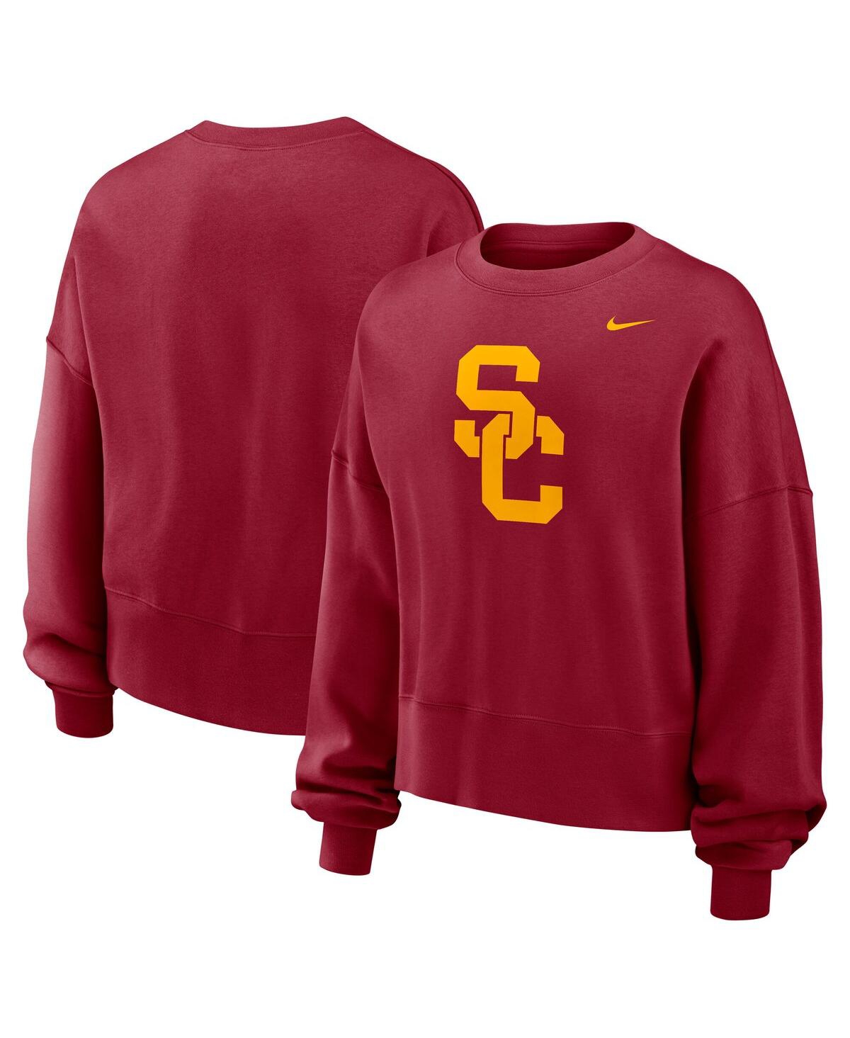 Nike Women's Cardinal Usc Trojans Oversized Essential Pullover Sweatshirt In Cardinal