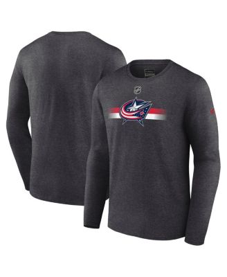 Fanatics - Men's  Heather Charcoal Columbus Blue Jackets Authentic Pro Secondary Long Sleeve T-shirt