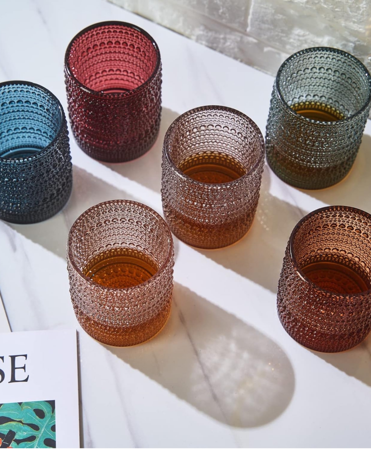 The Wine Savant Khen Hobnail Tumbler, Set Of 6 In Sage Green
