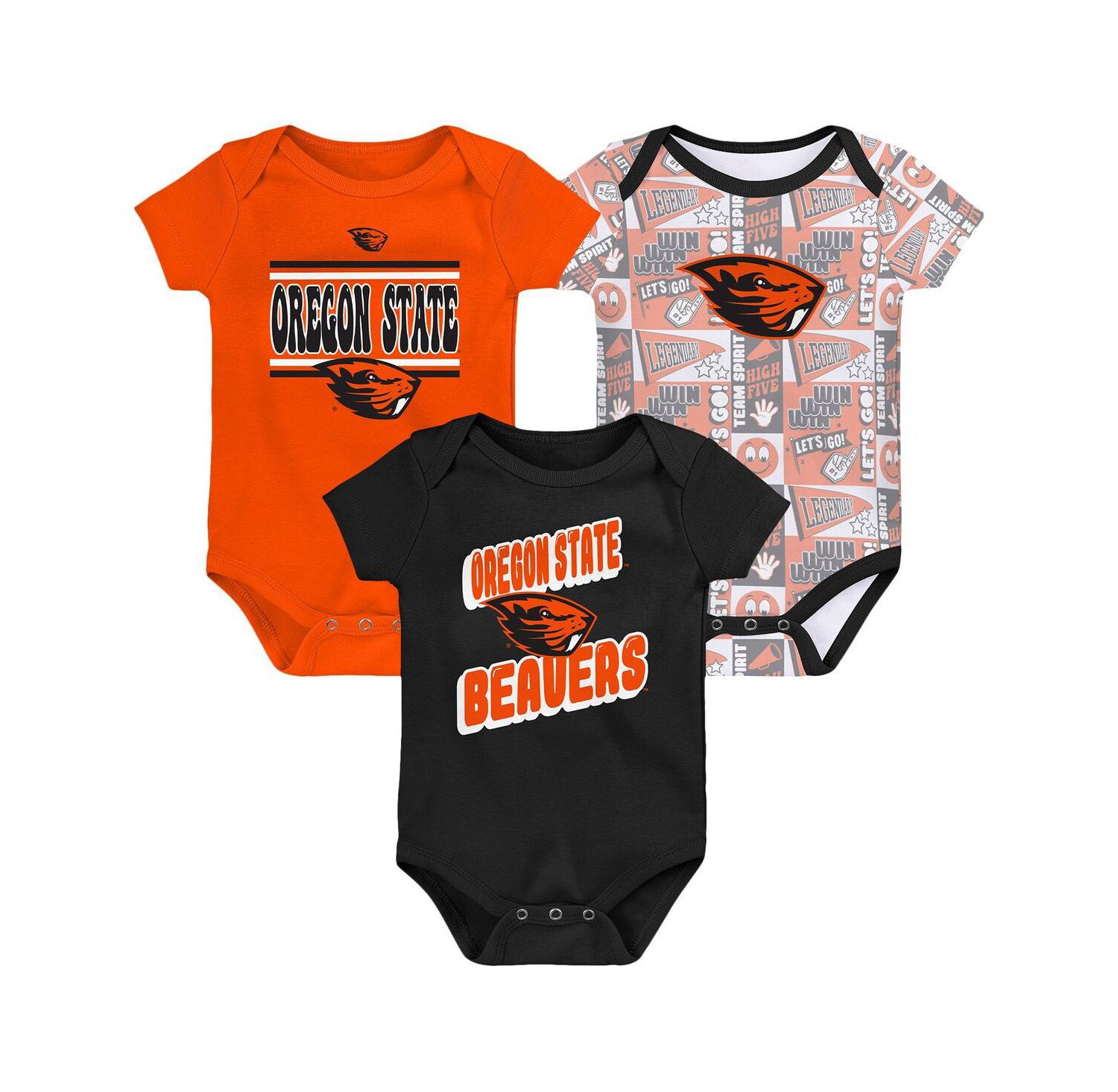 Newborn Black Oregon State Beavers Sunday Comics Bodysuit 3-Pack
