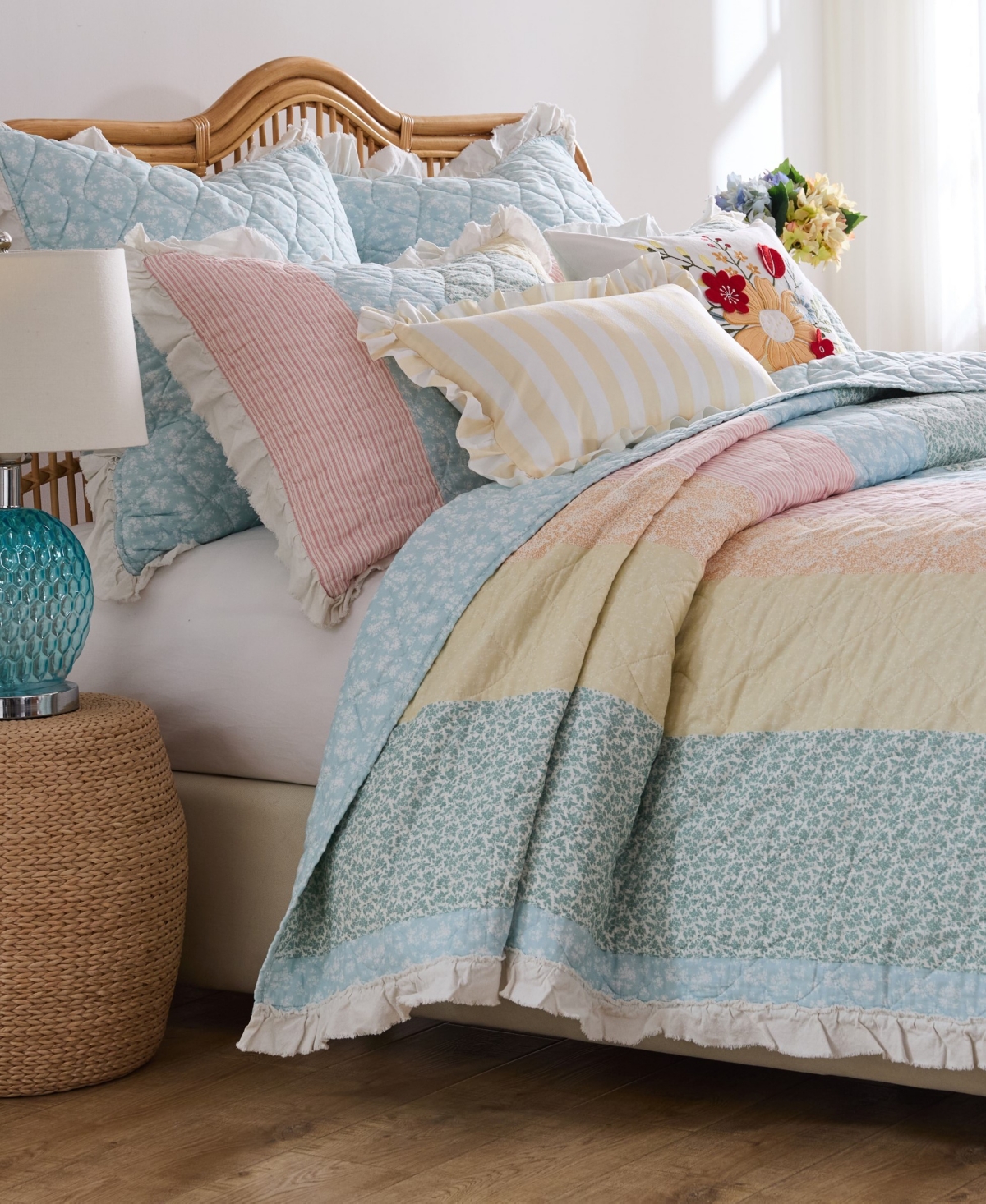 Greenland Home Fashions Ruffled Shabby Chic 3-pc. Quilt Set, King In Pastel