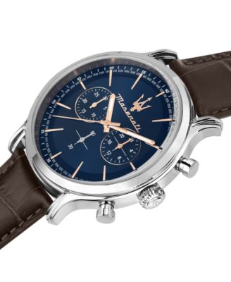 Men's Chronograph Brown Leather Watch, 42mm