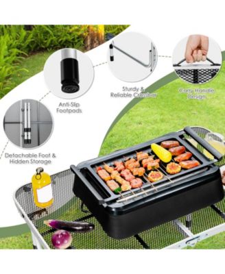 Folding Grill Table for Camping Lightweight Aluminum Metal Grill Stand Table