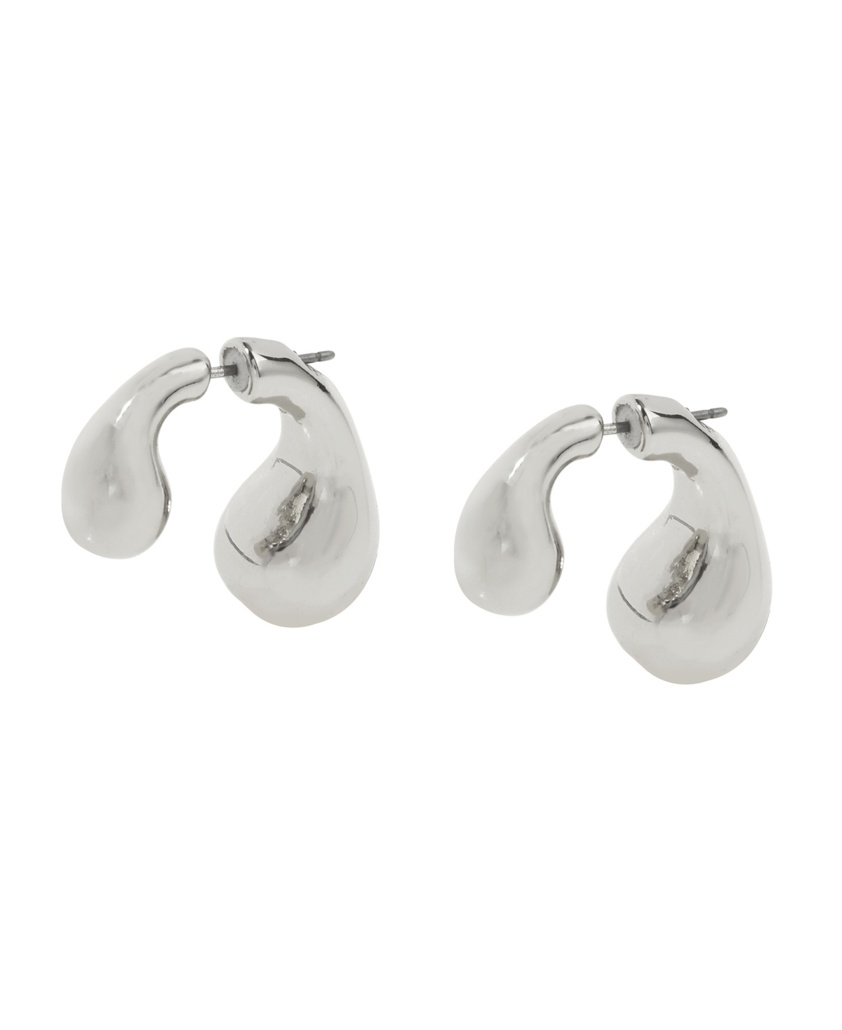 Steve Madden Teardrop Jacket Earrings In Rhodium