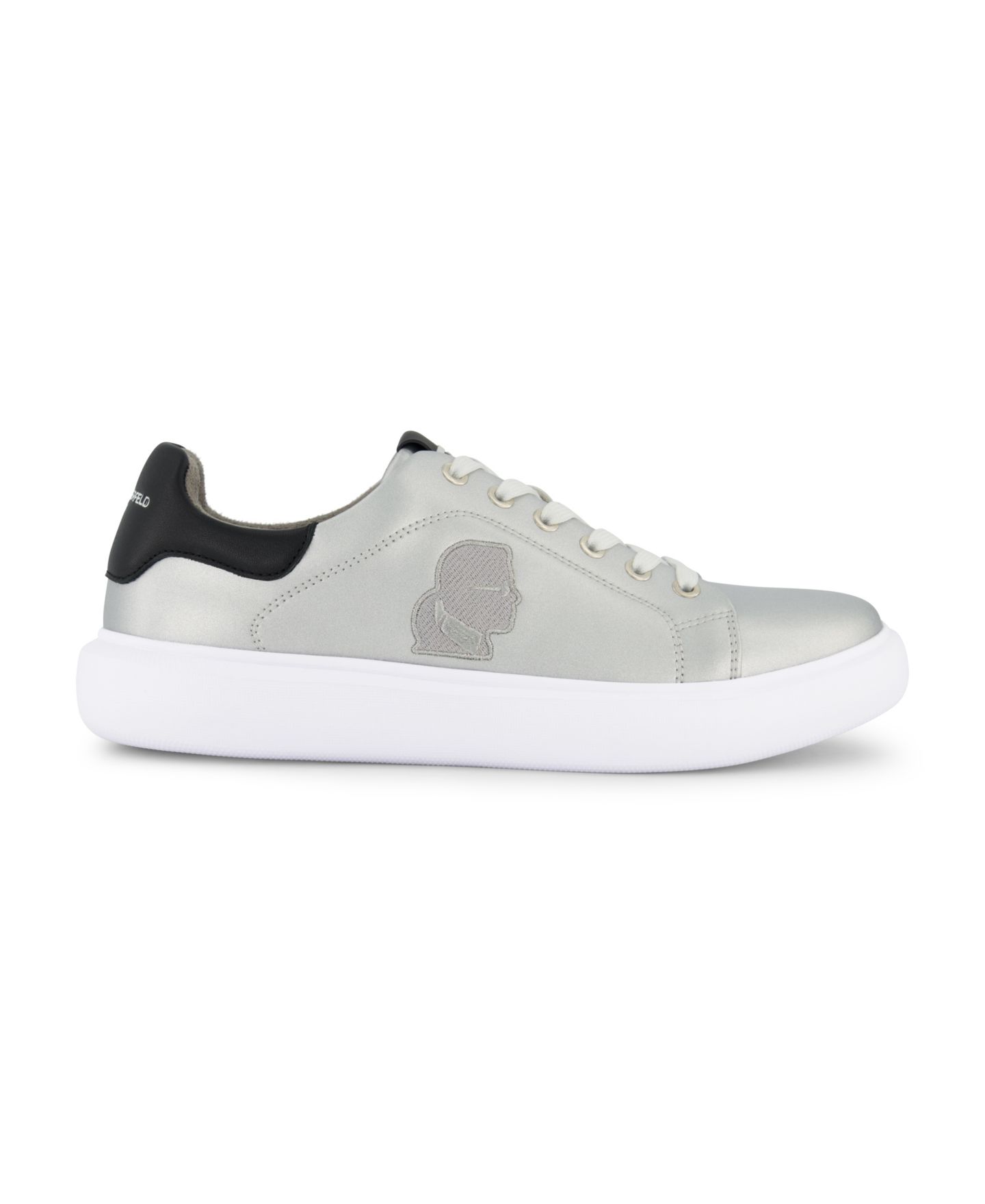 Мужские кроссовки KARL LAGERFELD PARIS Embroidered Karl Head Profile, цвет: Серебряный — фото 2