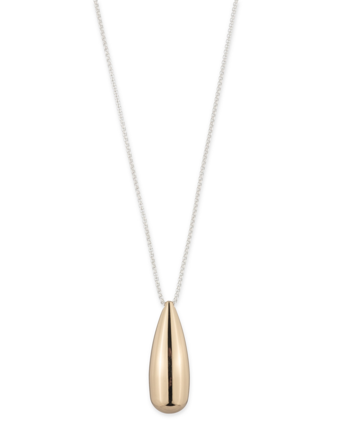 Two-Tone Pear-Shape 36" Adjustable Pendant Necklace - Two-Tone