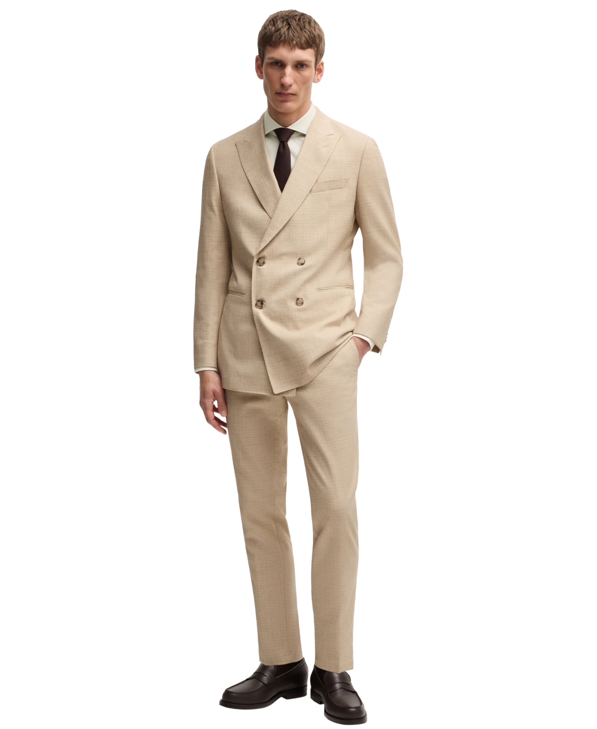 Hugo Boss Hank Kent Printed Button-front Shirt In Neutral