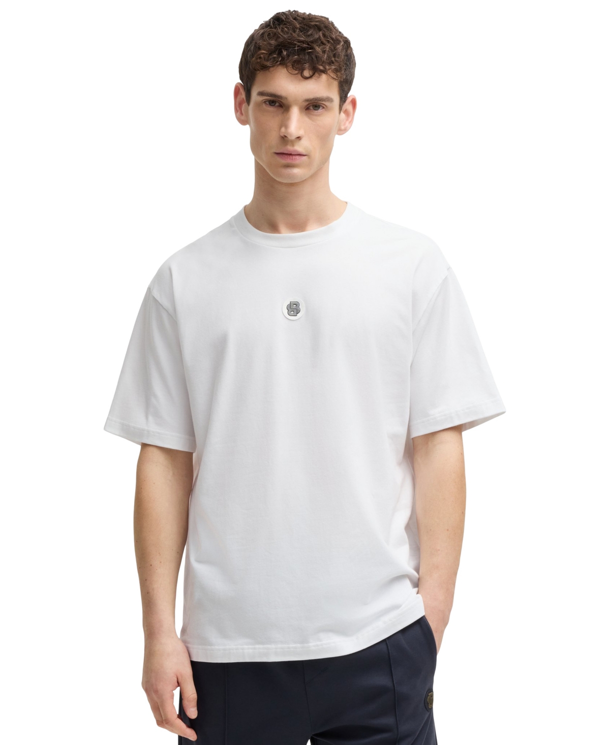 Hugo Boss Stretch-cotton T-shirt With Double B Monogram In White