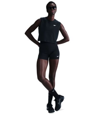 Nike - Women's Club Cotton Sleeveless Cropped Logo T-Shirt