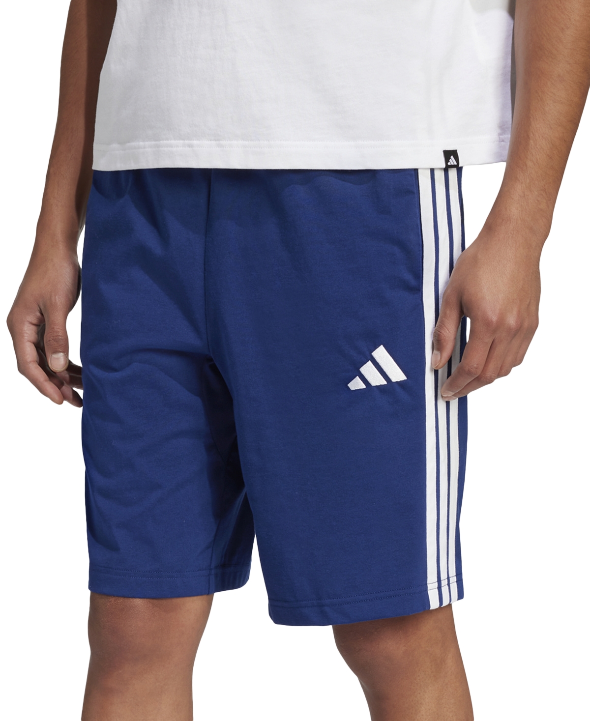 Adidas Originals Adidas Men's Train Essentials Classic-fit Aeroready 3-stripes 10" Training Shorts In Dark Blue,wht