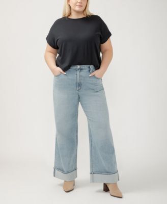 Plus Size Highly Desirable High Rise Wide Leg Jeans