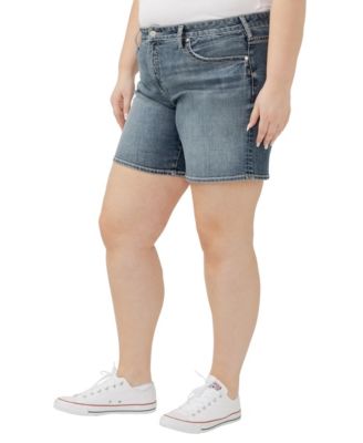 Plus Size Boyfriend Mid Rise Luxe Stretch Shorts