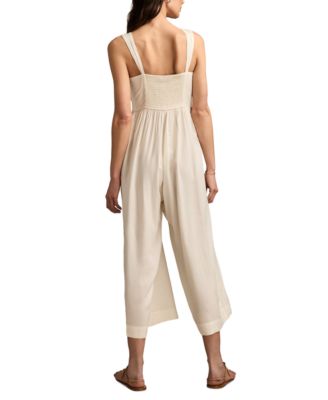 Women's Ruched Lace Wide-Leg Jumpsuit
