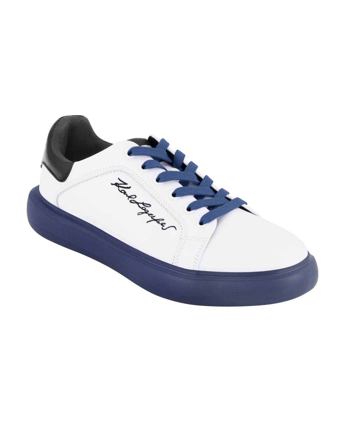 Men's Embroidered Signature Logo Sneakers - White, Blue