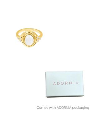 Moonstone Ring with Side Stones 14k gold vermeil