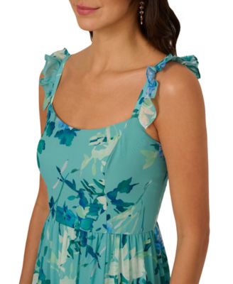Adrianna Papell Women's Printed Ruffle-Tiered Chiffon Gown - Macy's