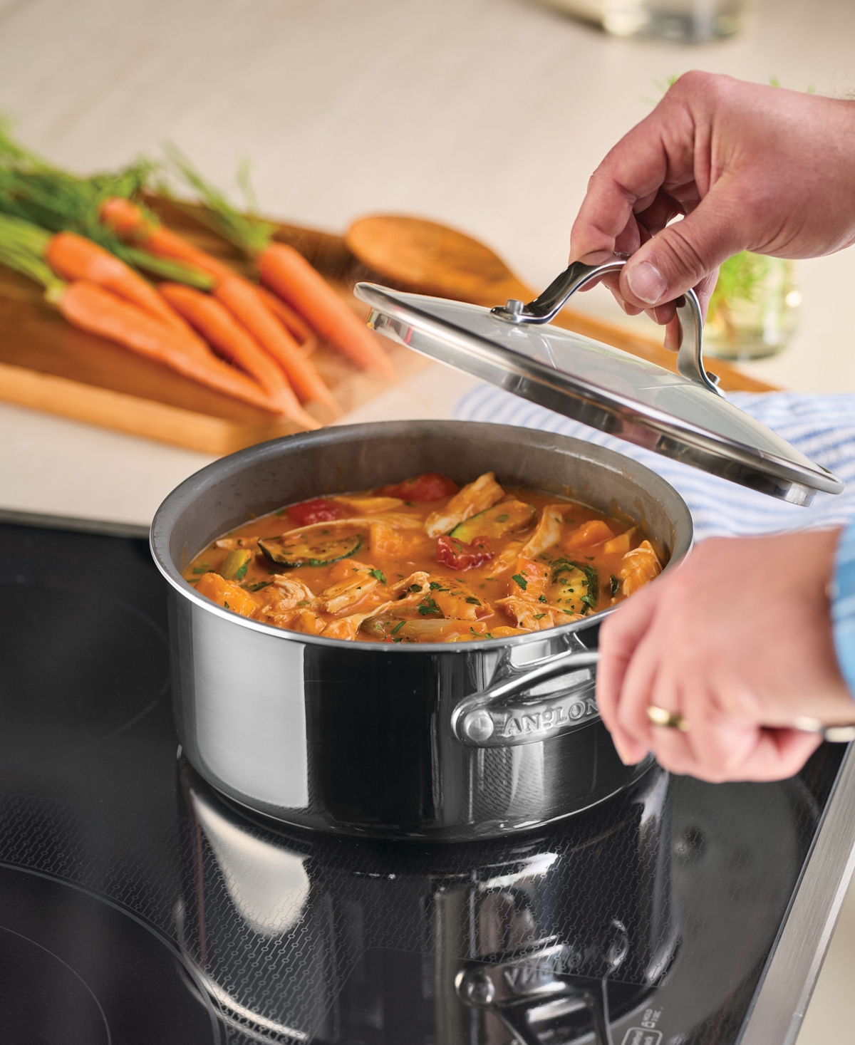 Anolon Everlast Ceramic Nonstick 11-pc. Cookware Set In Stainless Steel