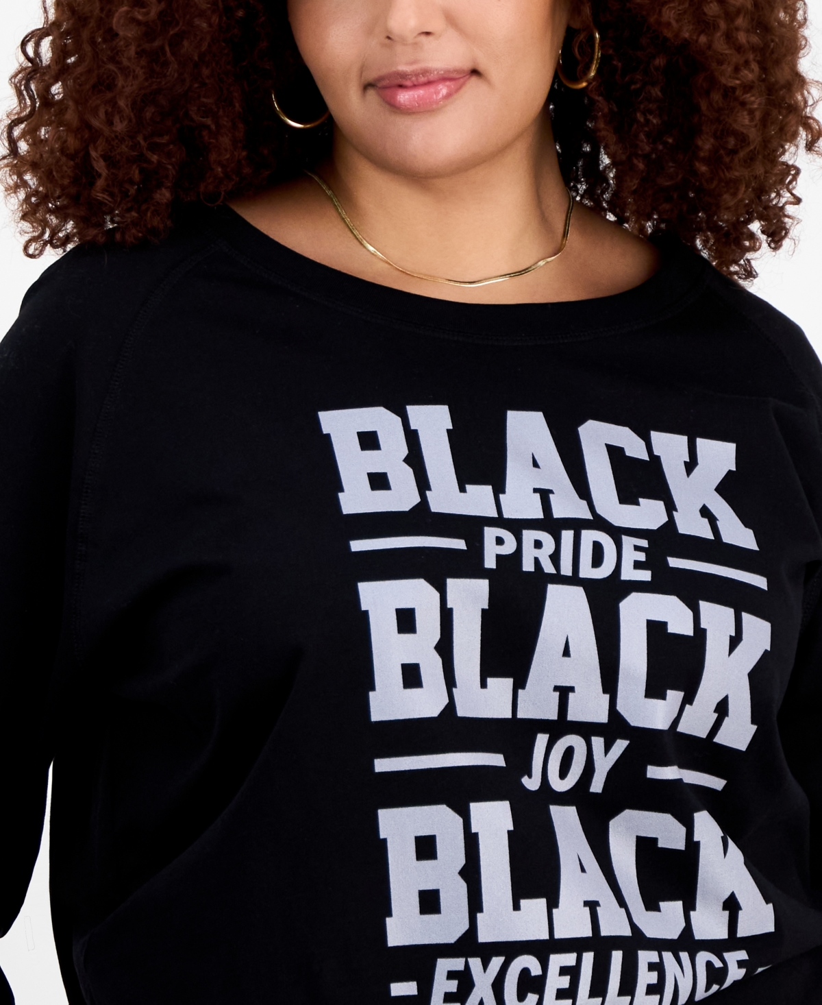 Hybrid Apparel Trendy Plus Size Black Pride Joy Excellence Graphic T-shirt In Black