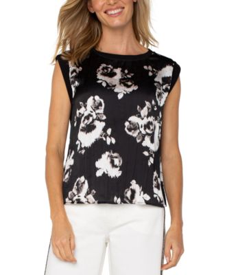 Petite Floral-Front Sleeveless Top
