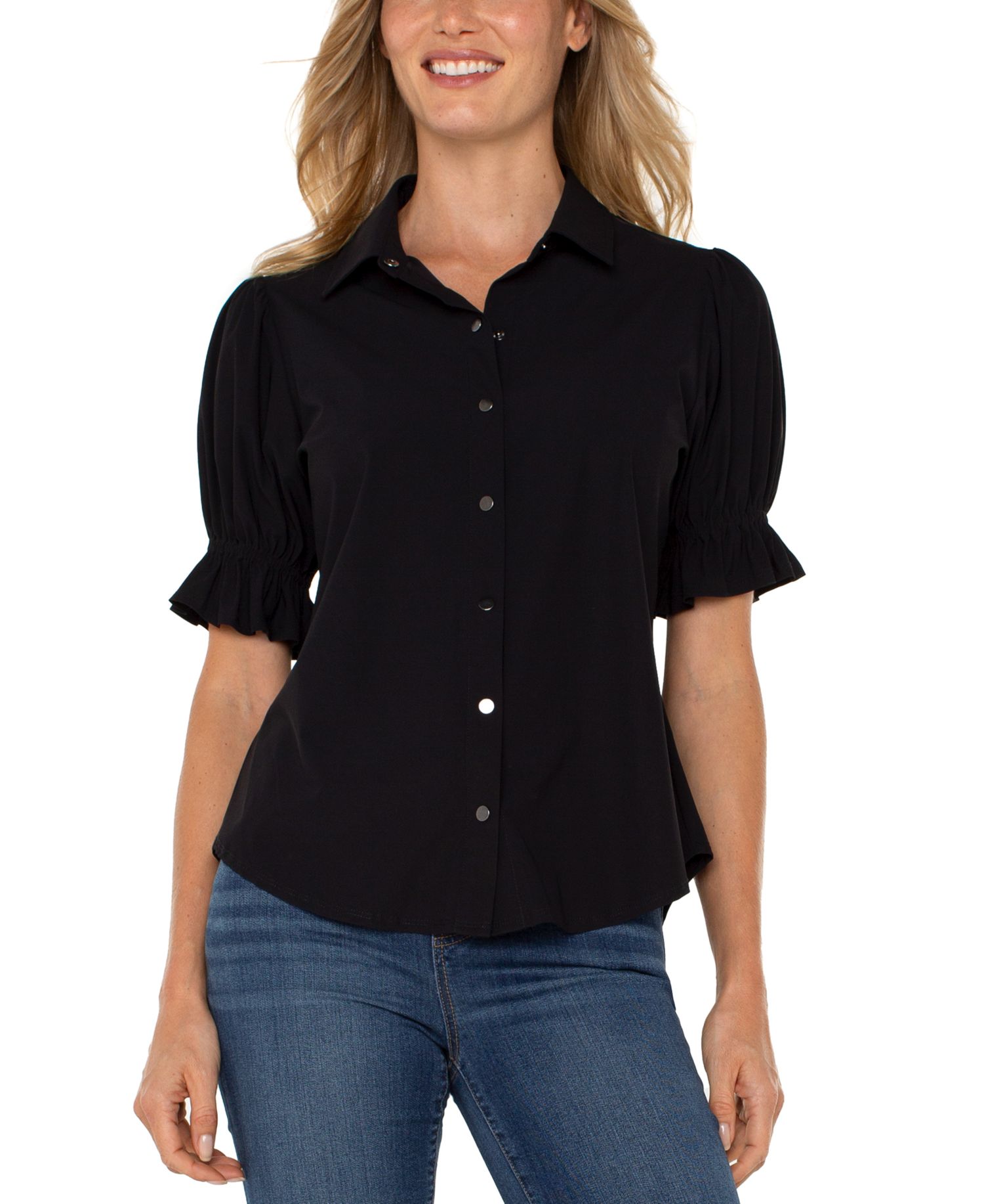 Petite Puffed-Sleeve Top