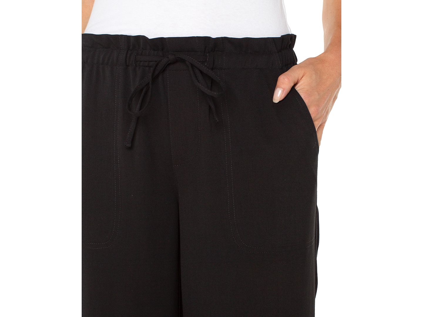 Женские брюки Liverpool Los Angeles Petite Cropped Pull-On Wide-Leg, цвет: Чёрный — фото 3