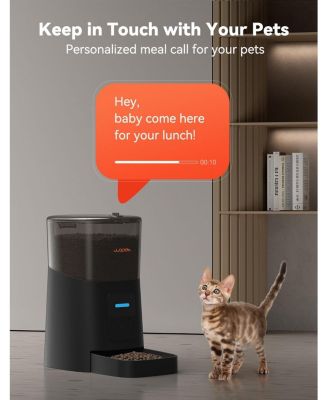 6L Automatic Cat Feeder, WiFi Automatic Dog Feeder with APP Control for Remote Feeding, Automatic Cat Food Dispenser with Low Food Sensor and Voice Recorder, Up to 15 Meals Per Day