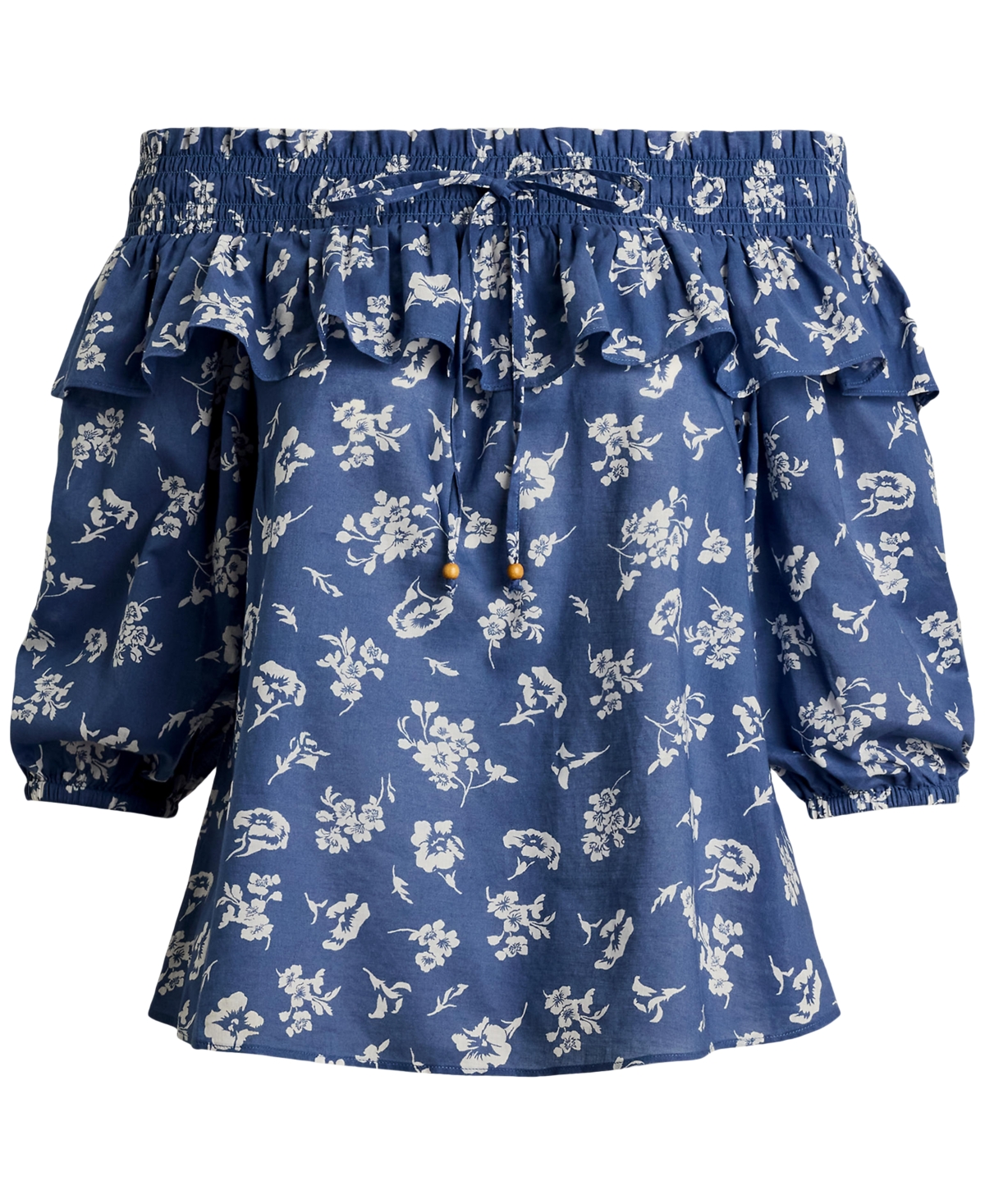 Shop Ralph Lauren Women's Floral Voile Off-the-shoulder Blouse