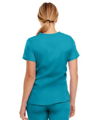 Plus Size Ruth 3-Pocket Multi Stitch V-Neck Scrub Top, Pewter, 3X Large