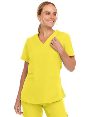 Plus Size Ruth 3-Pocket Multi Stitch V-Neck Scrub Top, Pewter, 3X Large