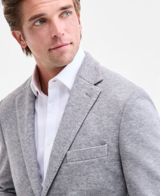 Men's Classic-Fit Stretch Heather Gray Knit Sport Coat