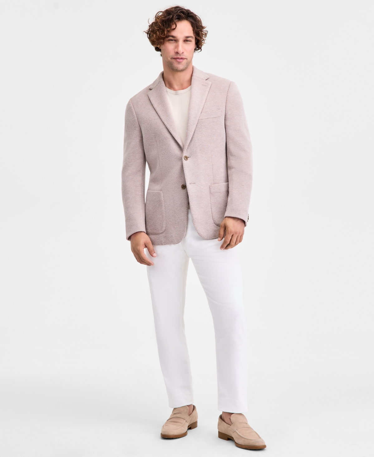 Michael Kors Men's Classic-fit Stretch Oatmeal Knit Sport Coat In Neutral