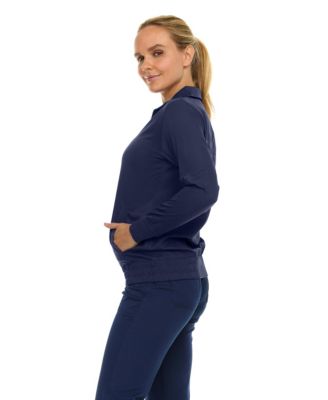 Women's Scrub Jackets for Woman, Zip Front Nurse Jacket, 4-Way Stretch Fabric Warm Up Coat Pewter