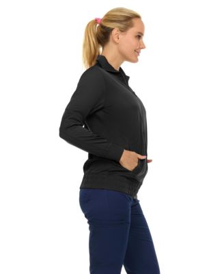 Women's Scrub Jackets for Woman, Zip Front Nurse Jacket, 4-Way Stretch Fabric Warm Up Coat Pewter X Large