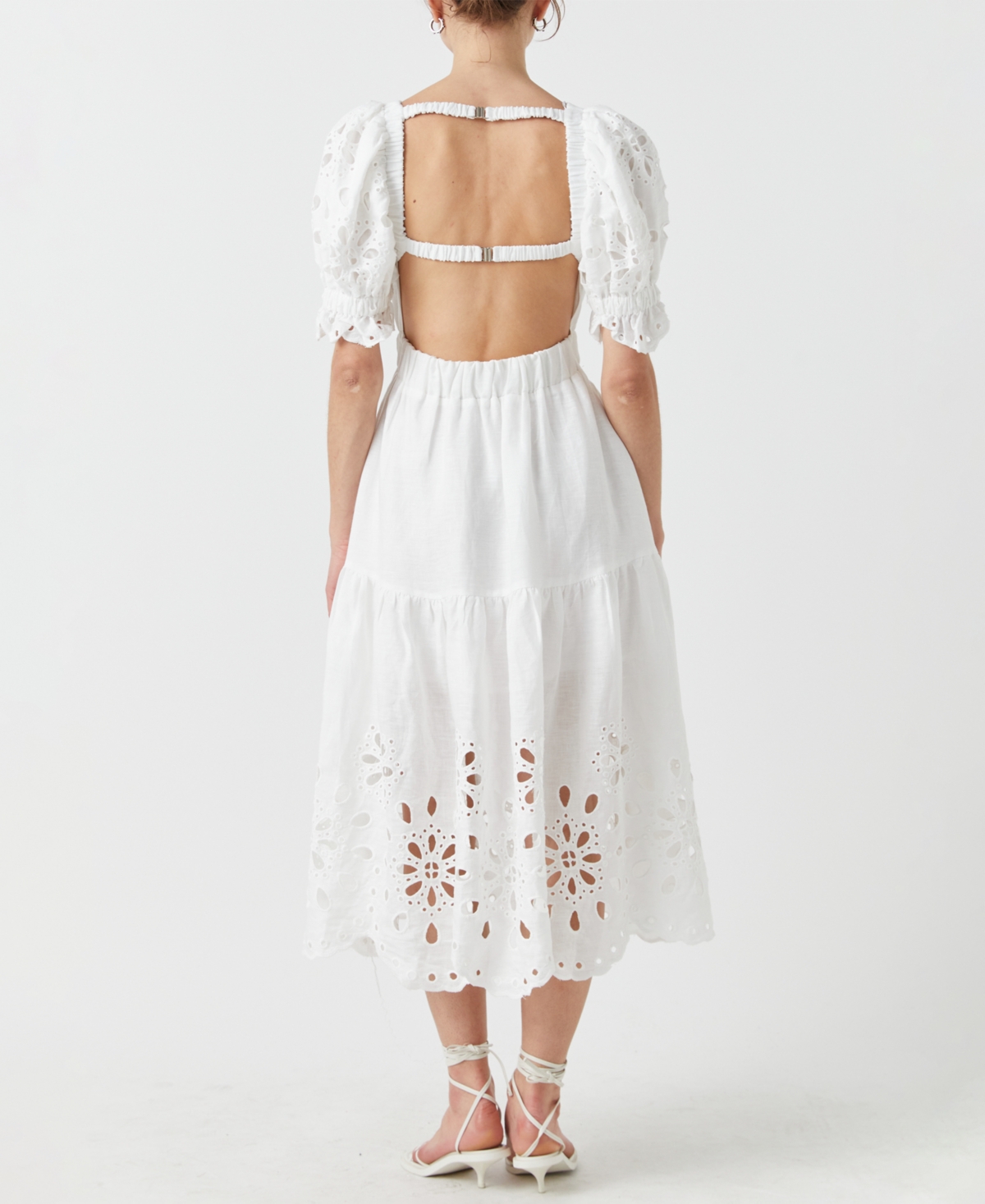 English Factory Women's Boat-neck Linen Midi Dress