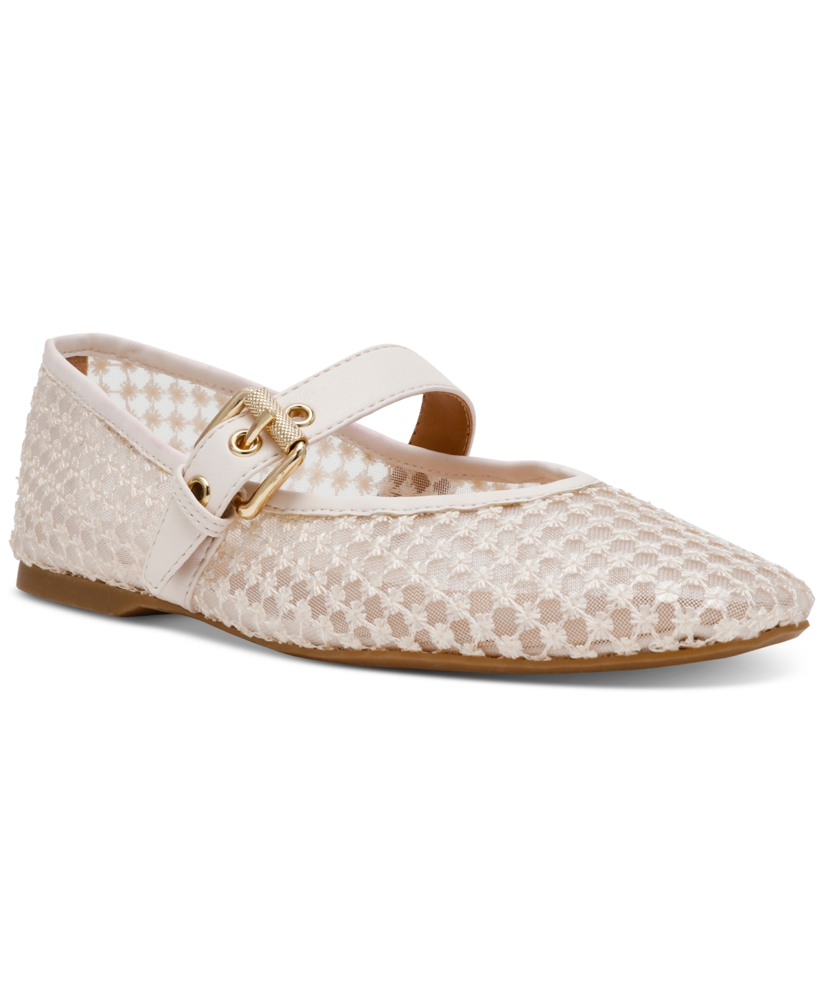 Women's Mulaney Floral Lace Mesh Mary Jane Flats - Cream Floral Lace Mesh