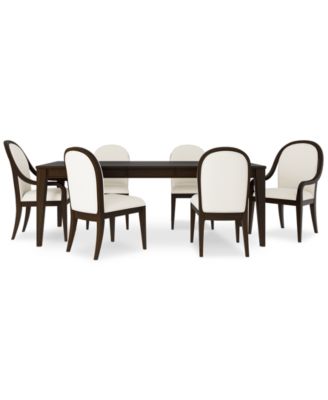 Mazen 7-Pc. Dining Set (Table, 4 Curved Side Chairs & 2 Arm Chairs)