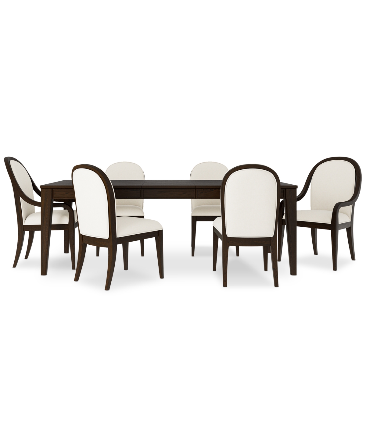 Macy's Mazen 7-pc. Dining Set (table, 4 Curved Side Chairs & 2 Arm Chairs) In Dark Brown