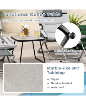 5pcs Patio Folding Sling Chair Set Ottoman Table Portable Headrest Outdoor Beach