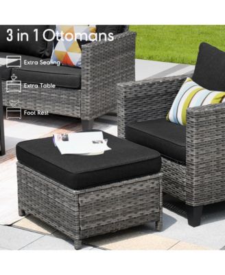 5 Piece Patio Furniture, Outdoor Furniture Sets, Modern Wicker Patio Furniture Sectional and 2 Pillows, All Weather Garden Patio Sofa, Backyard, Steel