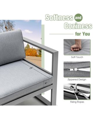 4 Piece Aluminum Patio Furniture Set Outdoor Conversation Set w/ Coffee Table & Cushions