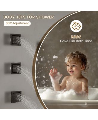 Body Jets With Handheld Shower Ceiling-Mounted Thermostatic Shower System