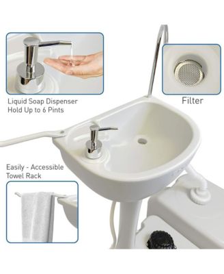 Portable Handwash Sink with 24 Liter Waste Holding Tank, Basin Stand, and Rolling Wheels – Ideal for Indoor & Outdoor Use