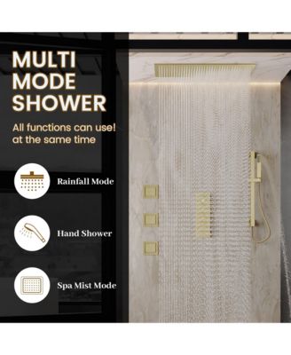 Body Jets With Handheld Shower Ceiling-Mounted Thermostatic Shower System