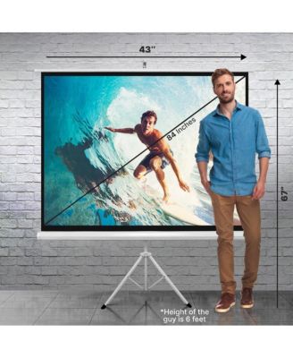 Universal 84-Inch Floor Standing Portable Tripod Manual Projector Screen – Matte White (50.0" x 66.9")