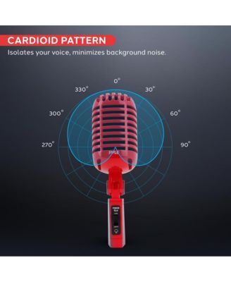 Classic Retro Dynamic Vocal Microphone – Vintage Style with 16' XLR Cable (Red)