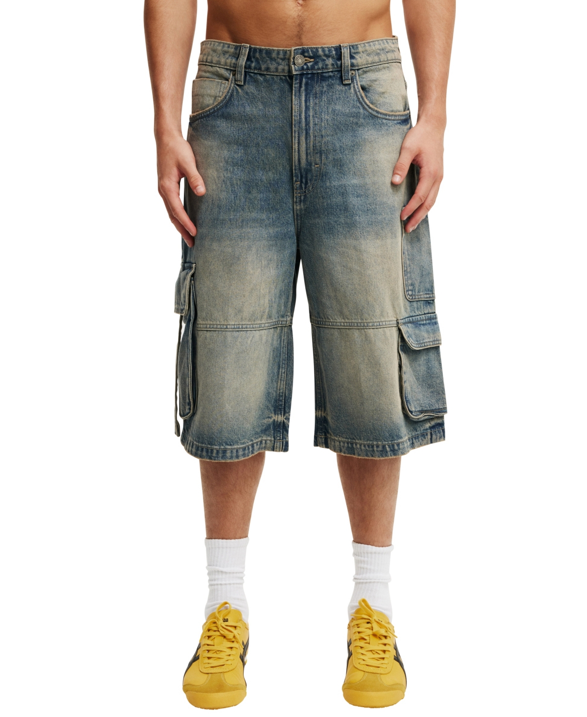 Shop Cotton On Men's Super Baggy Jort Shorts In Cargo Sandstorm Blue