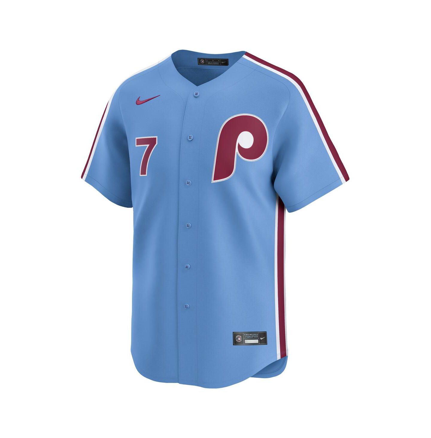 Мужской топ Nike Trea Turner Light Blue Philadelphia Phillies Alternate Limited Player Jersey — фото 3