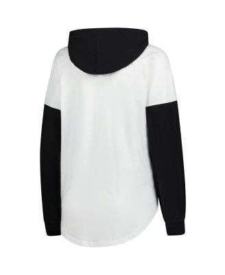 Women's White/Black Ryan Blaney Bench Player Oversized Long Sleeve Hoodie V-Neck T-Shirt