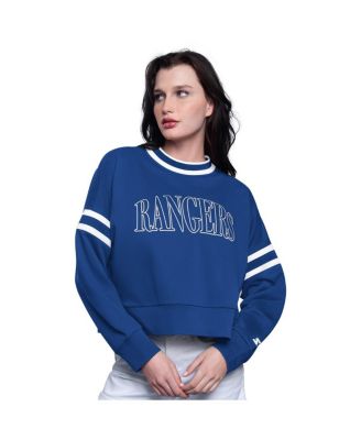 Starter - Women's&nbsp;Blue New York Rangers Power Play Cropped Pullover Sweatshirt